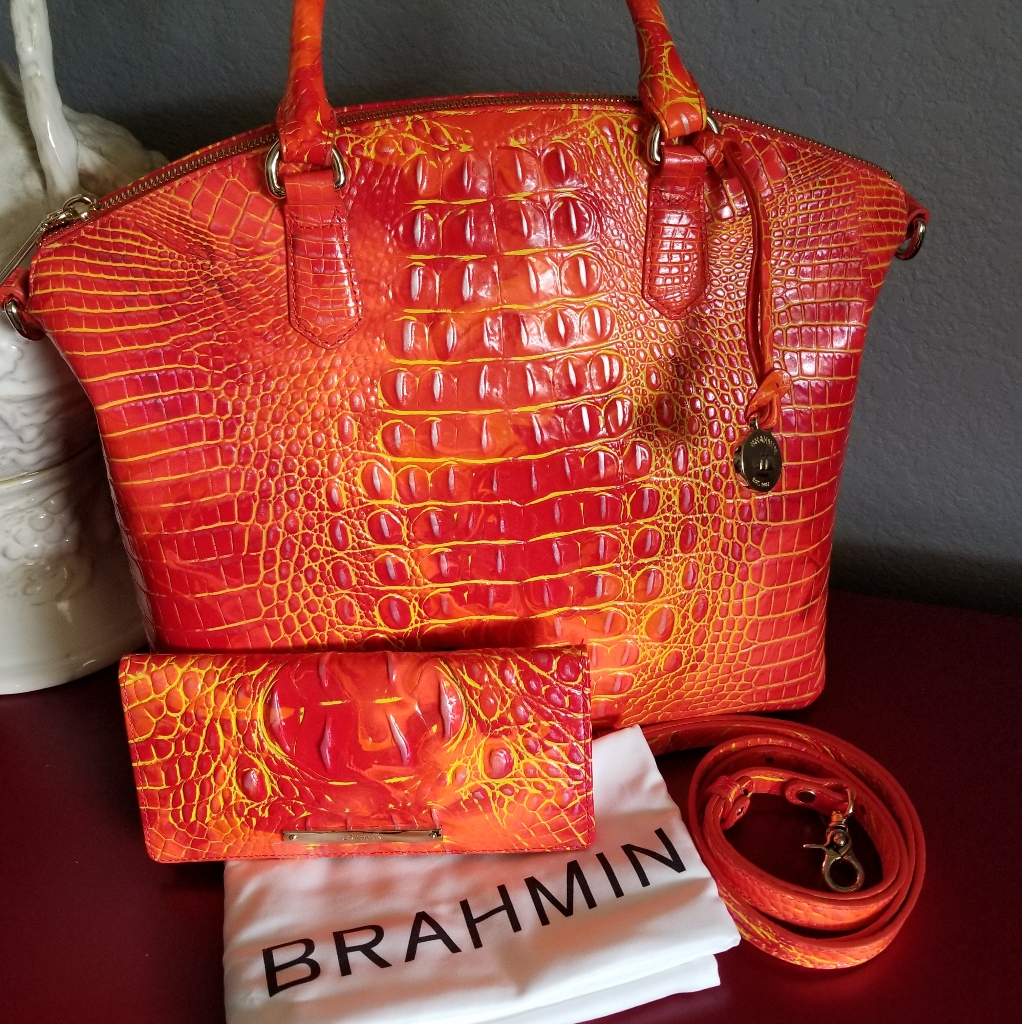 Brahmin Spicy Orange Large Duxbury & Ady Set Nwt